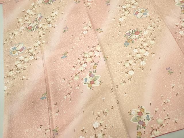 平和屋着物○上質な小紋 舞桜文 鬼しぼ縮緬 正絹 逸品 未