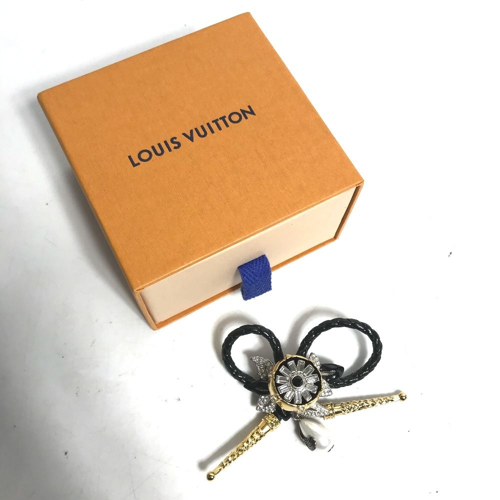 ルイヴィトン MP2197 レザー フェイクパール フルールビジュー ブローチ LOUIS VUITTON ルイヴィトン ブローチ フェイクパール フルール