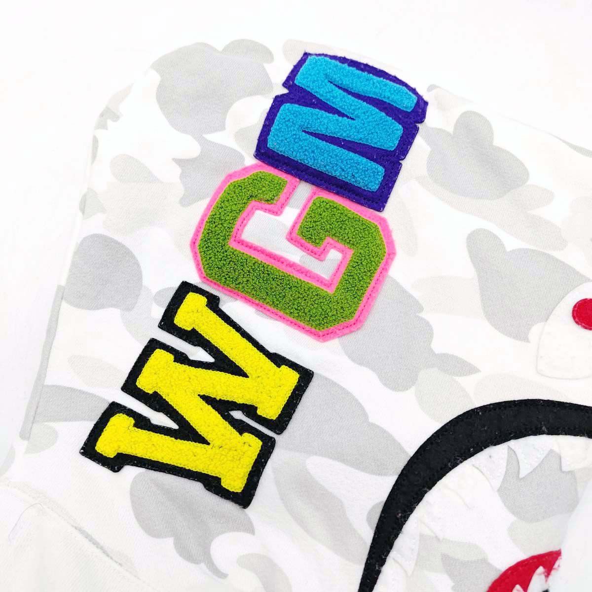 アベイシングエイプ SHARK シャークパーカー M ホワイト メンズ A