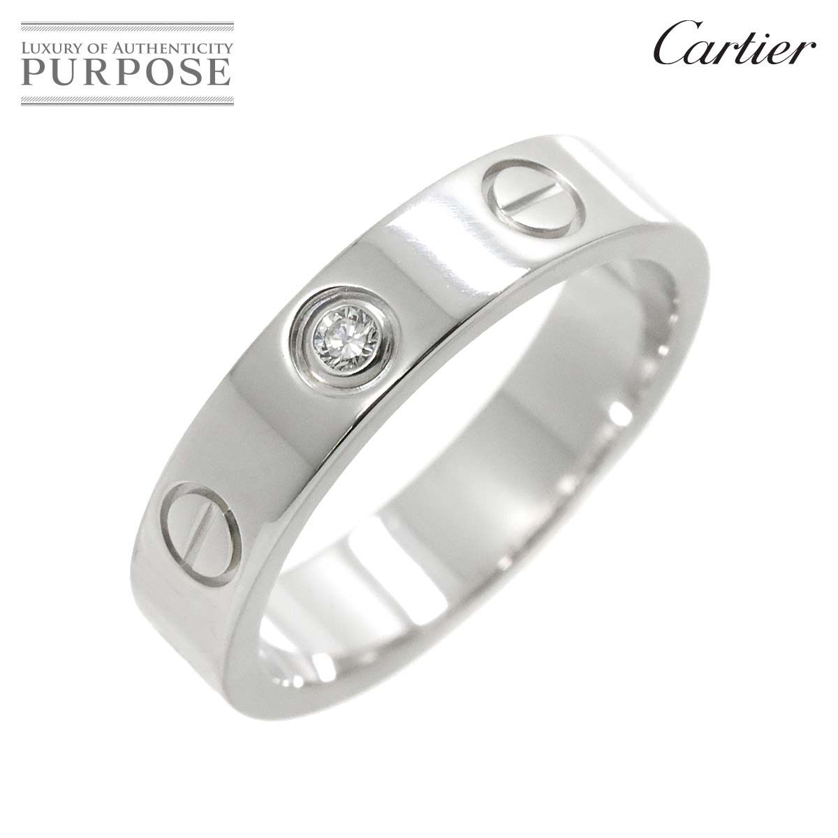 カルティエ Cartier ミニラブ #47 ダイヤ 1P リング K18 WG ホワイト 