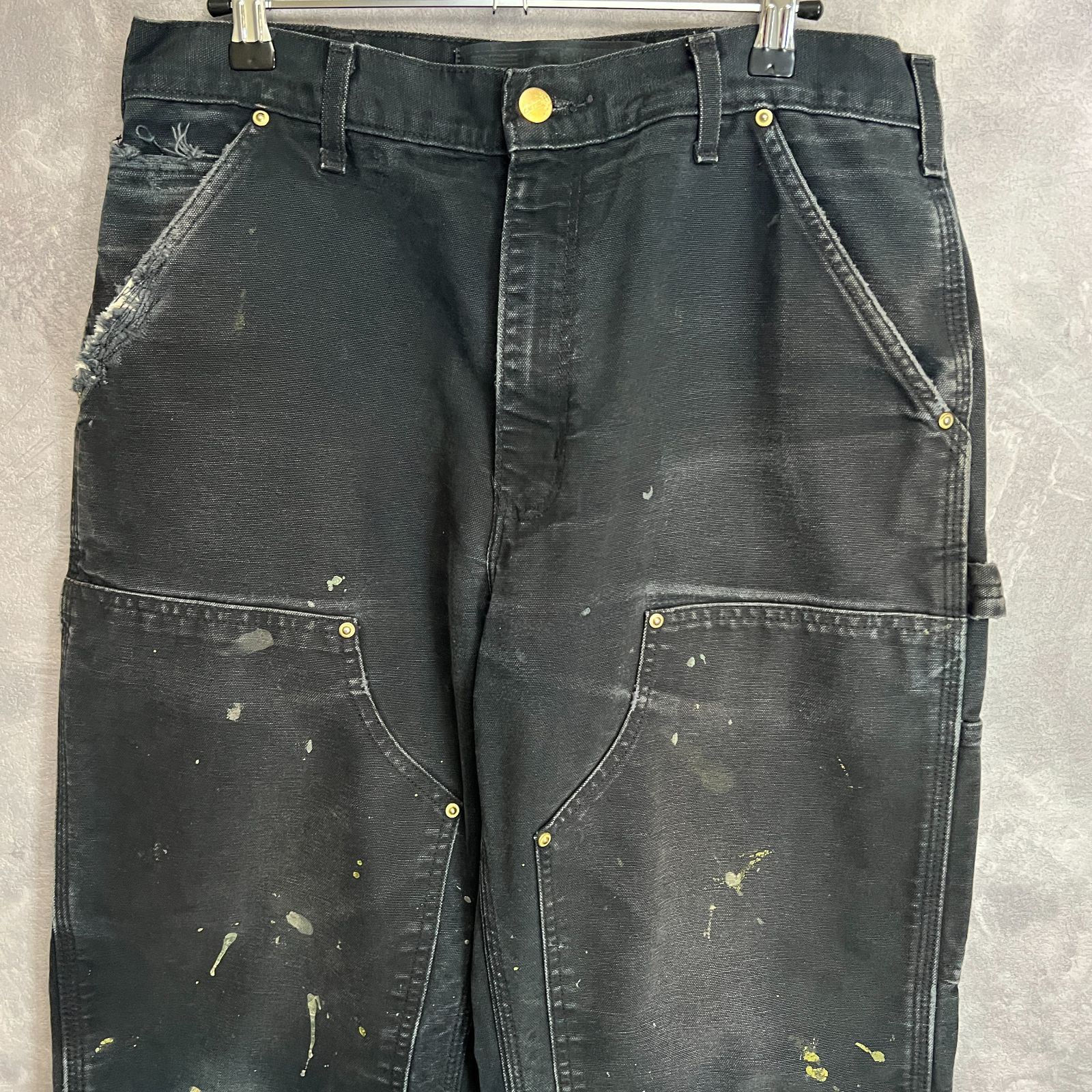 USA製 carhartt ダブルニー ブラック サイズ32×32 - メルカリ
