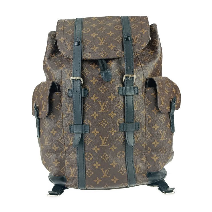 LOUIS VUITTON ルイヴィトン リュックサック クリストファー MM M43735 ブラウン ブラック シルバー金具 モノグラム キャンバス レザー メンズ バックパック