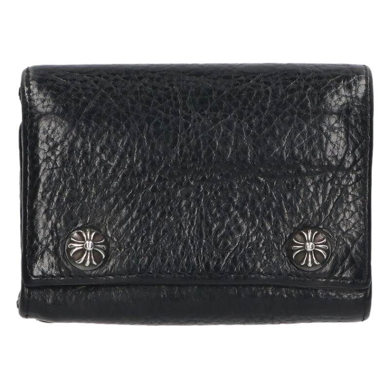 クロムハーツ 3FOLD/3フォールド クロスボールボタンレザーウォレット