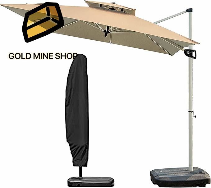パラソル ガーデンパラソル 250cm 風に強い 長方形 大型 ビーチパラソル 角度調節 UVカット 庭 テラス アウトドア ビーチ キャンプ 日傘 家庭での使用 商業利用 スタンド ベース付き 自立式