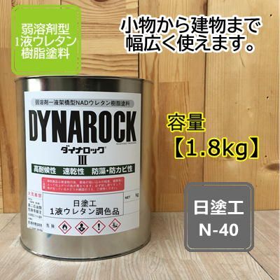 【日塗工N-40】 マンセルN4.0 【1.8kg】 1液型ウレタン塗料 DIY 建物 木 鉄 塗装 ペンキ ロックペイント ダイナロック 弱溶剤 グレー