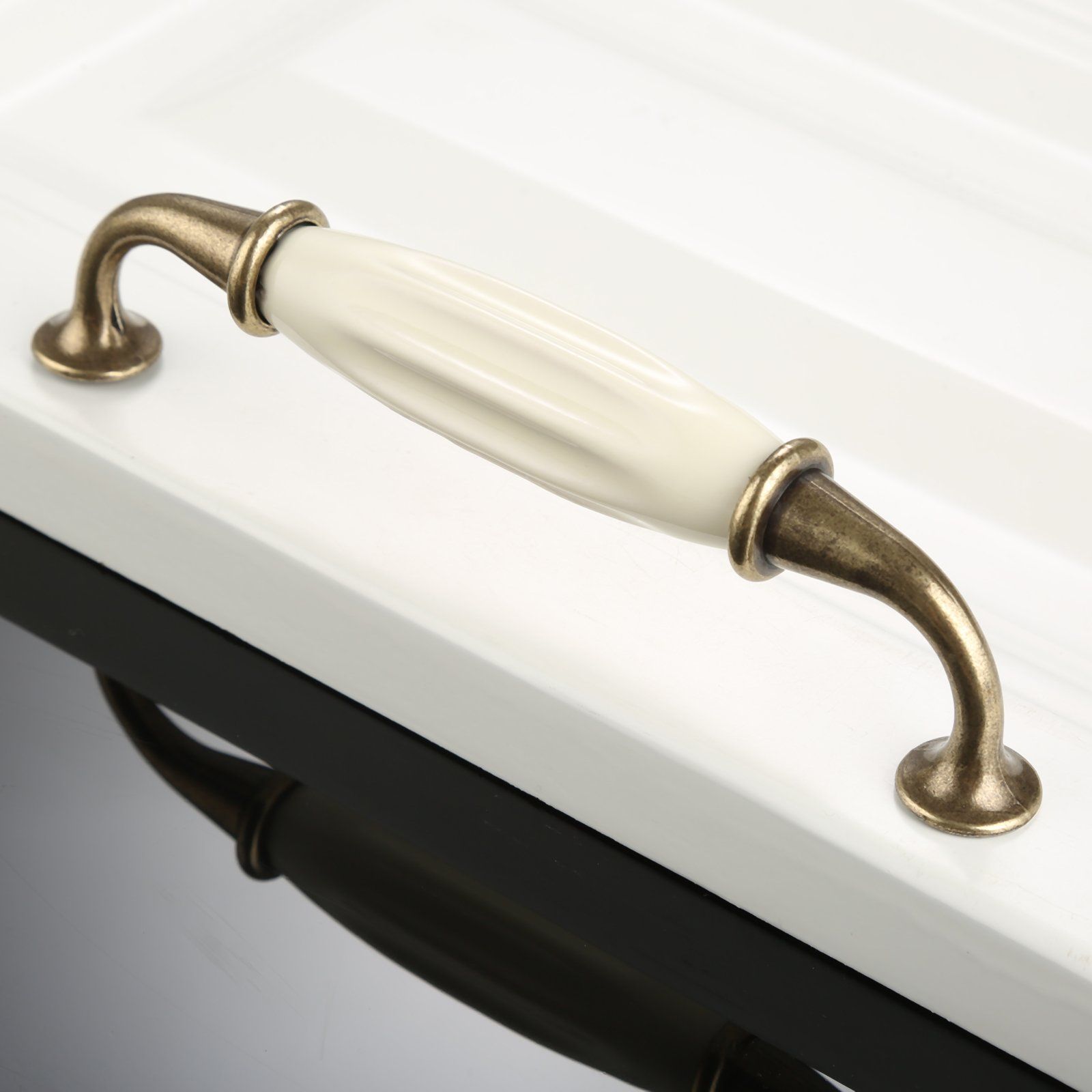 ハンドル 引き出し取っ手 キラキラクリア タンス キャビネット つまみ ブロンズアンティーク セラミックドアノブ 引き出しプルハンドル 10 pcs 取っ手 ネジ付き