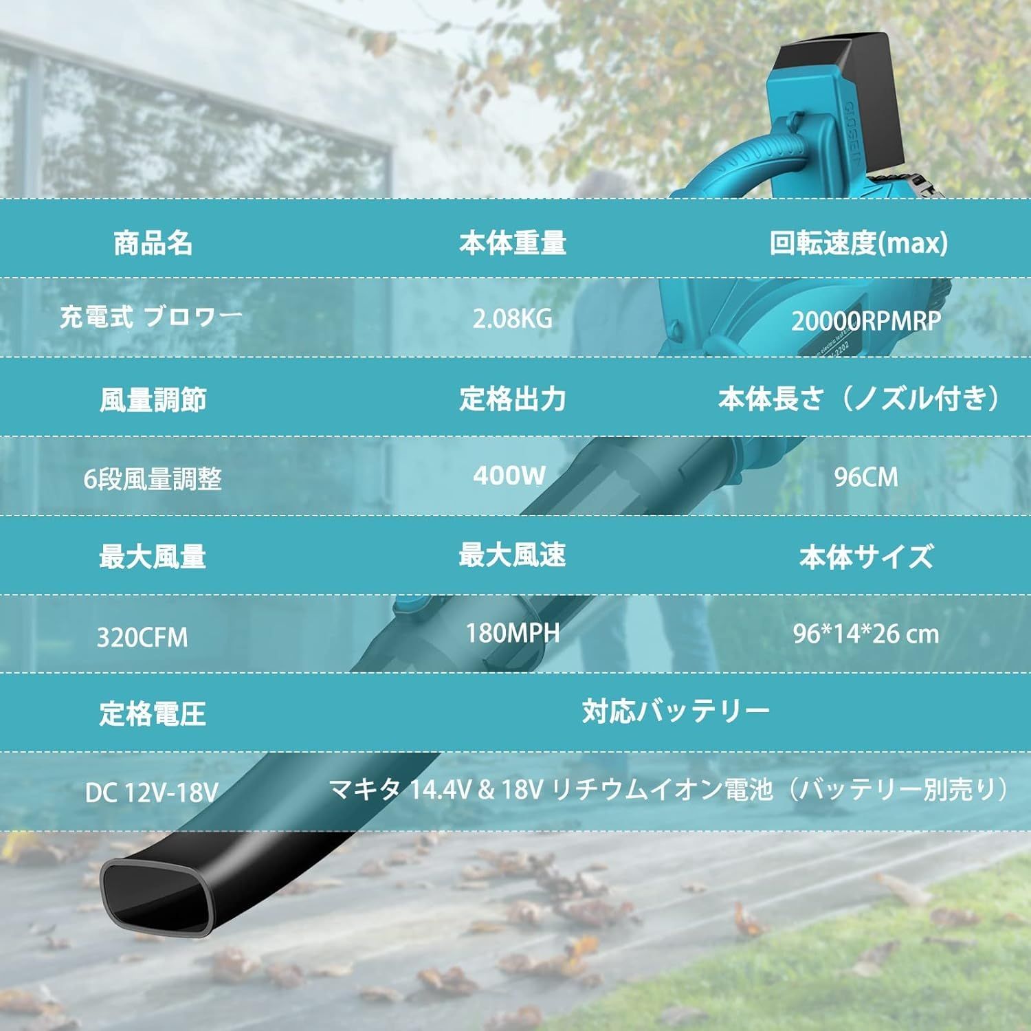 充電式 ブロアー マキタ 18V ブロワ ブロワー 互換 超風量 ハイ