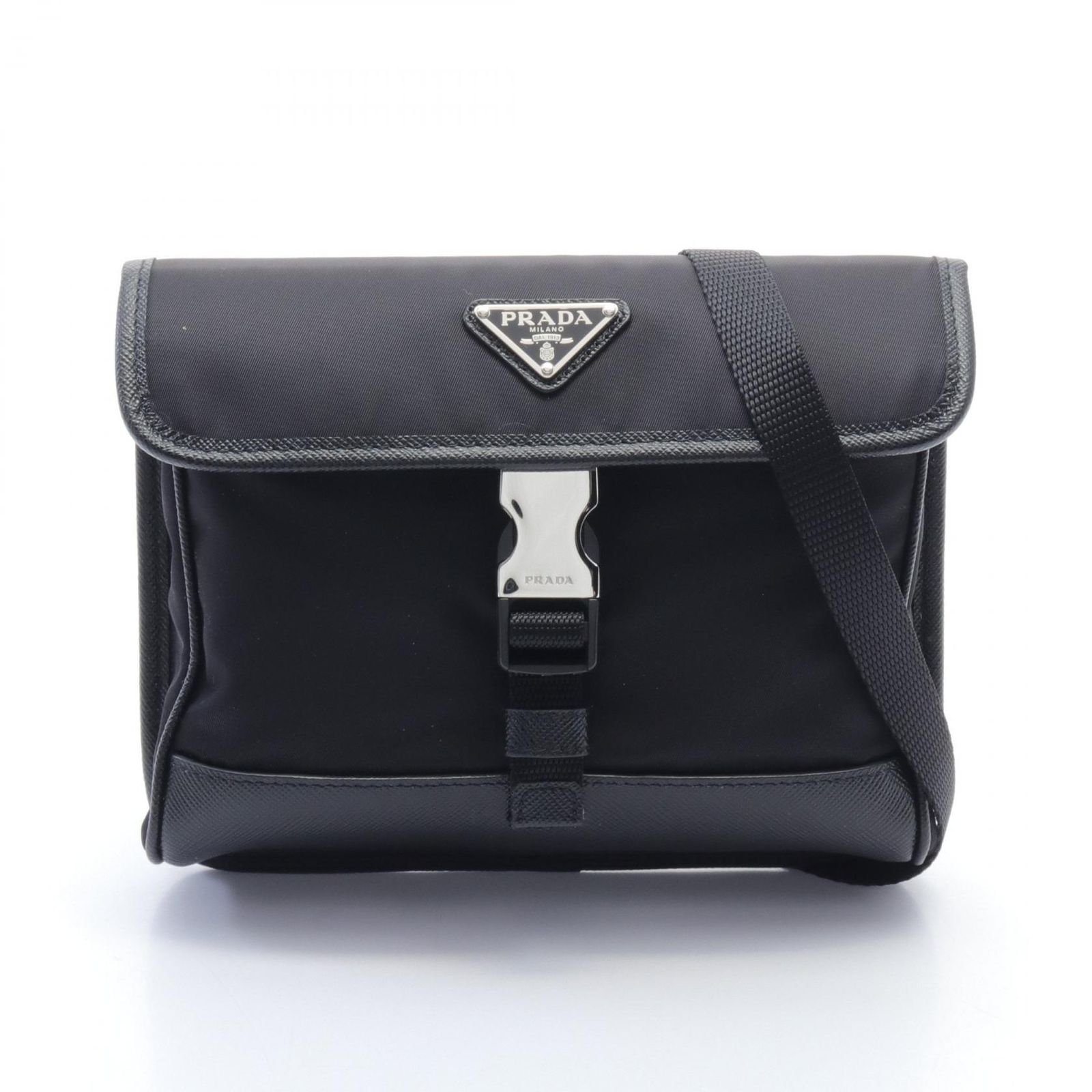プラダ PRADA ショルダーバッグ RE NYLON TESSUTO SAFFIANO 2ZH1082DMHF0002 ブラック ナイロン サフィアーノレザー ショルダーバッグ メンズ