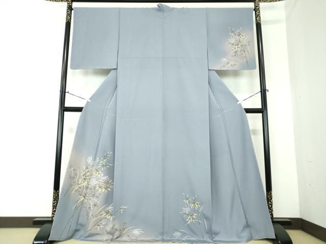 平和屋着物○訪問着 手描き 笹竹芒文 暈し染め 金彩 正絹 逸品