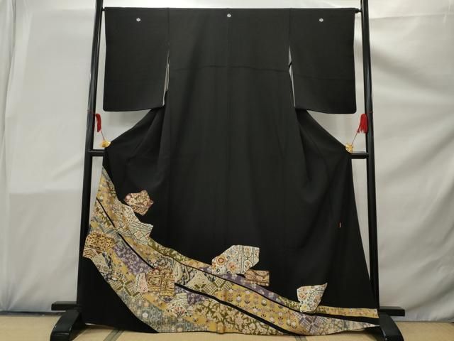 黒地 鷲と花模様 着物 絹製 楽天市場】【新品】結城紬 着物 正絹 袷 小倉商店 80亀甲 黒紫