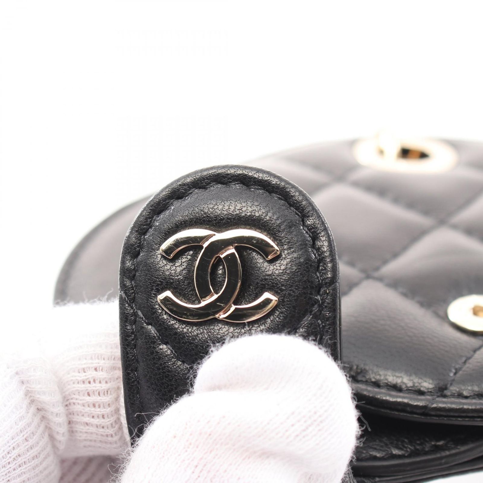 CHANEL シャネル　マトラッセ ラムスキン ネームタグチャーム ストラップ CHANEL シャネル マトラッセ ラムスキン ネームタグチャーム