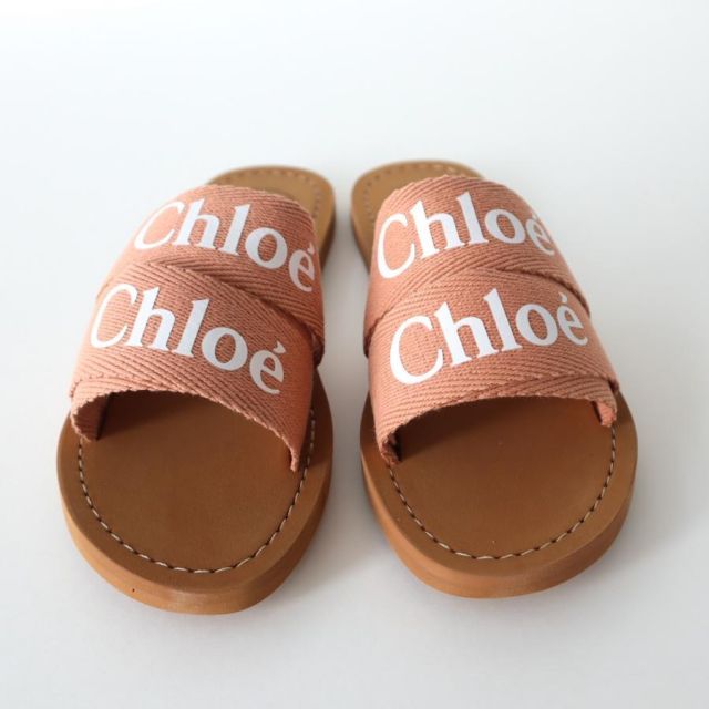 Chloe クロエ WOODY サンダル フラットサンダル ロゴ 38 新