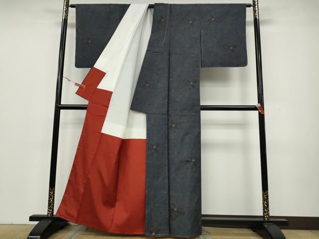 平和屋着物○本場大島紬 9マルキ 枝葉文 正絹 逸品 未使用 DAAW5471ud