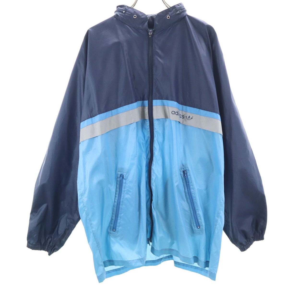 アディダス adidas ジャケット ナイロン 万国旗タグ ロゴ トレフォイル 80s adidas ナイロンジャケット 万国旗タグ M トレフォイル