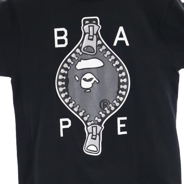 38cm素材ベイプ プリント 半袖 Tシャツ S 黒 BAPE アベイシング