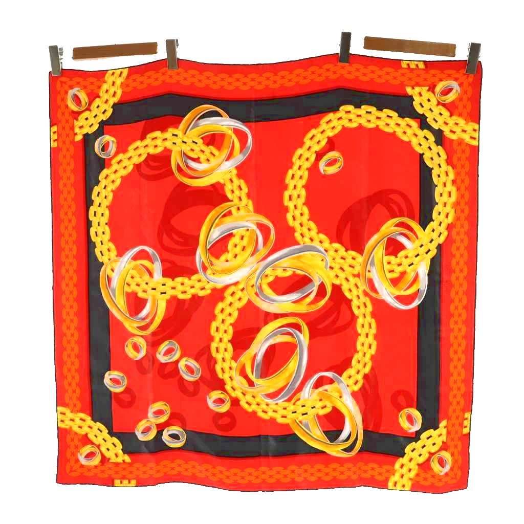 カルティエ Cartier スカーフ 総柄 マルチ 赤 レッド 黒 ブラック SS OS