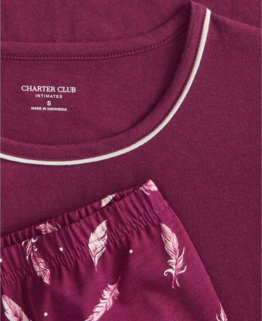 チャータークラブ レディース ナイトウェア アンダーウェア Women s Long-Sleeve Jersey Pajama Set Perfect Plum