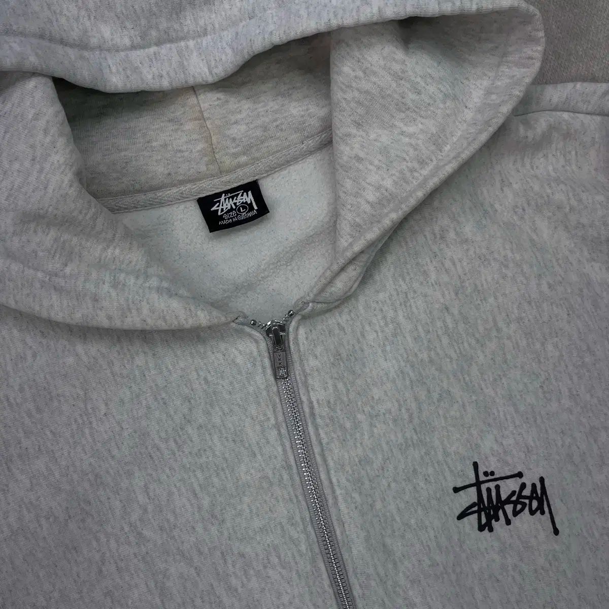 STUSSY BASIC ZIP FOOD パーカー Lサイズ グレー