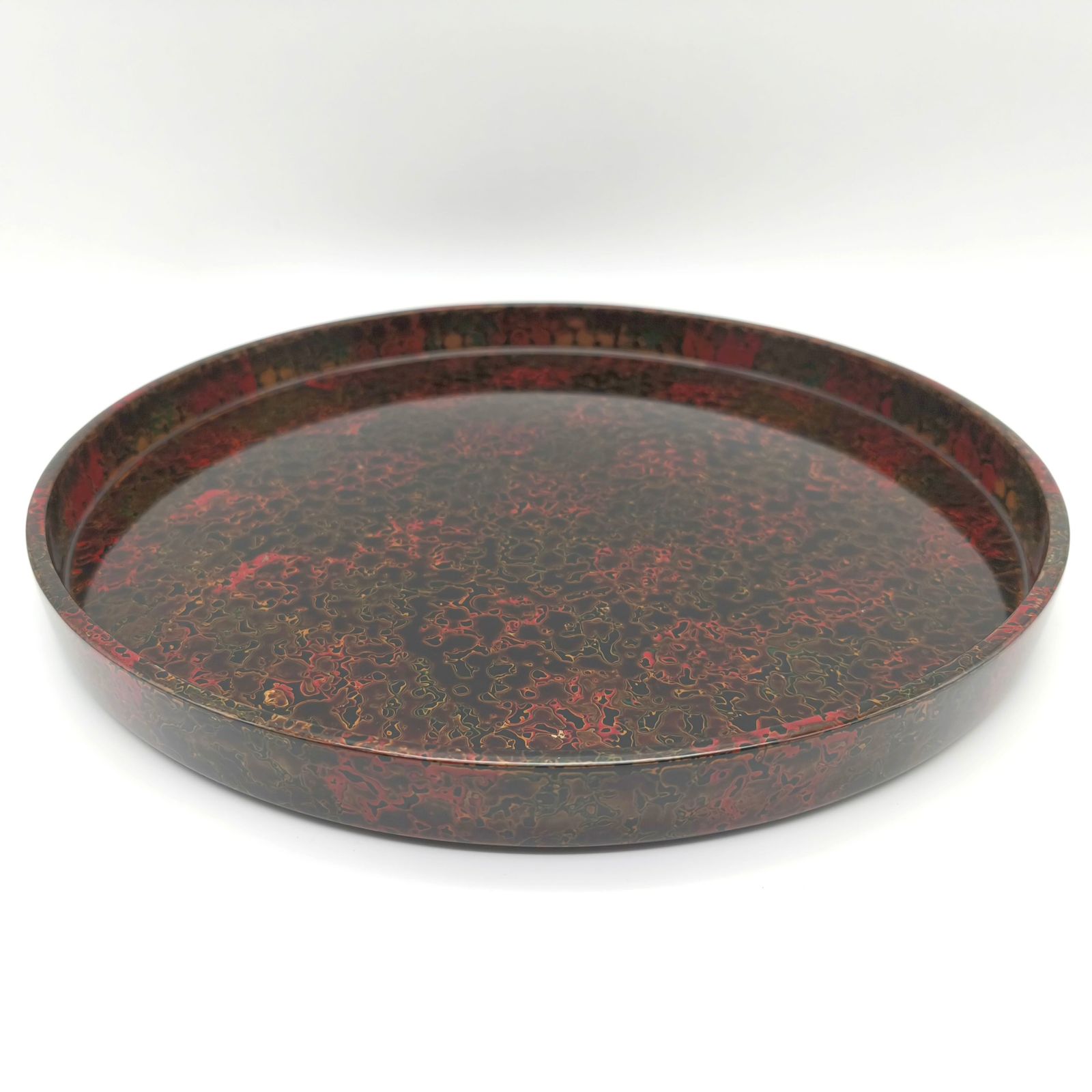 津軽塗（唐塗）バカ塗り・丸盆・お盆・トレー・伝統工芸・No.250615-31