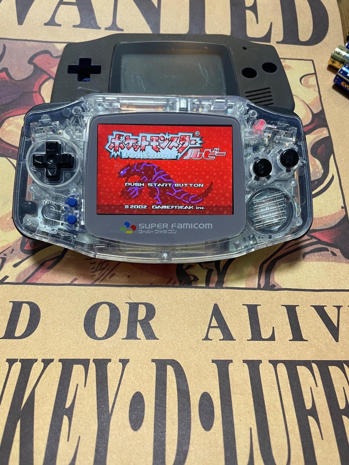 Nintendo 任天堂 ゲームボーイ アドバンス クリア IPS液晶化 type c 充電 搭載 本体 ポケットモンスター ポケモン ルビー 動作 良好