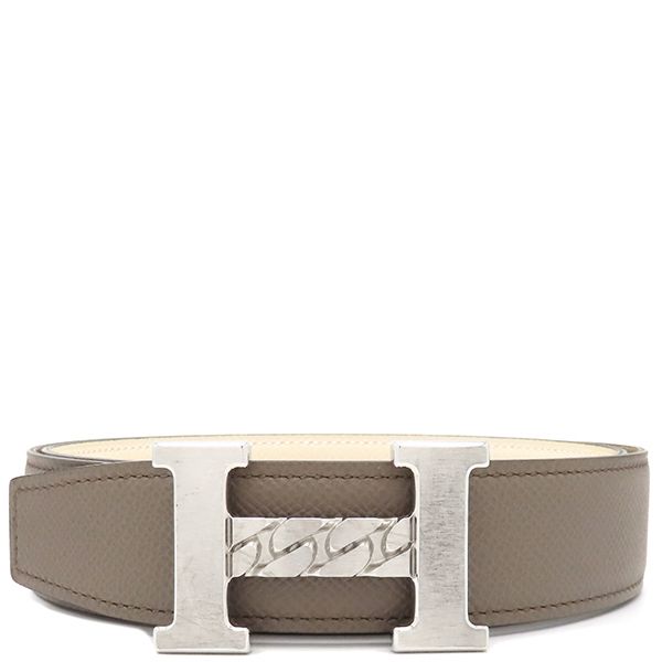 エルメス HERMES ベルト Hバックル 90 ヴォーエプソン エタン×クレ 90 シルバー金具 オフホワイト リバーシブル W刻印 製 箱