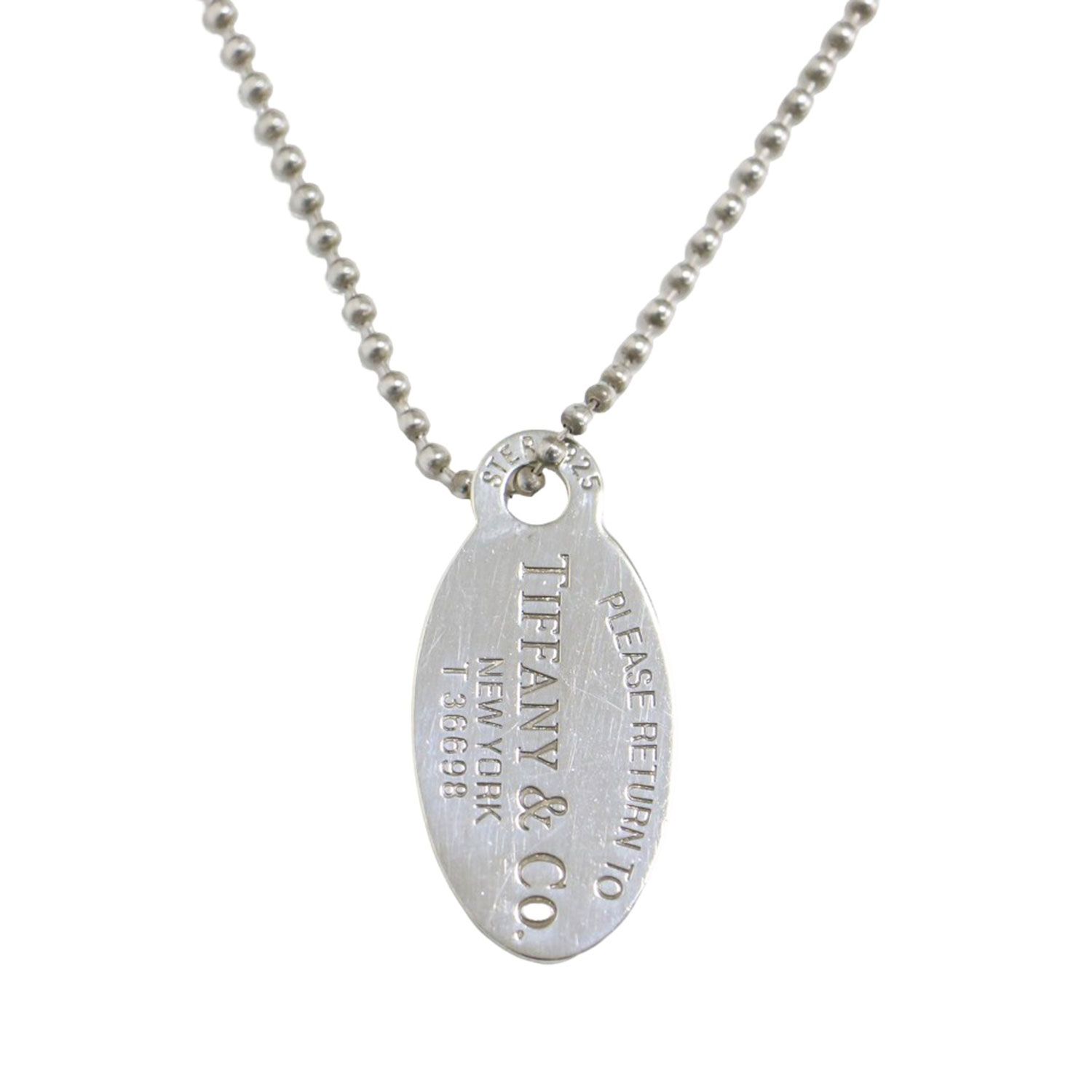 TIFFANY-Co. ティファニー リターントゥ ティファニー ネックレス | オーバル プレート ボールチェーン ロング ロゴ SV925 | ヴィンテージ | シルバー | アクセサリー ジュエリー レディース