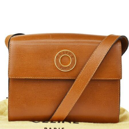 中古】 セリーヌ CELINE ショルダーバッグ サークルロゴ ブラウン 