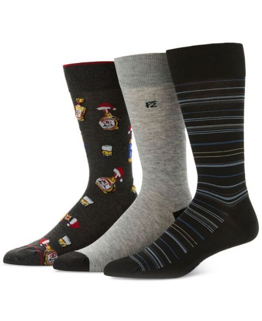 送料無料 ペリーエリス メンズ 靴下 アンダーウェア Men s 3pk. Mixed Patterned Socks HOLIDAY DRINKS