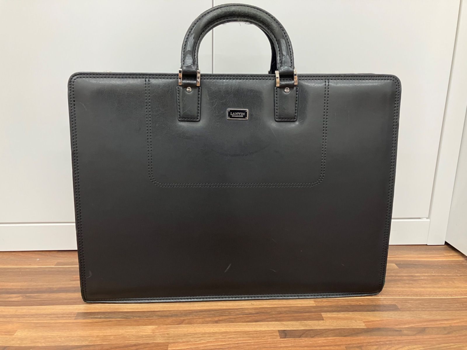 ランバン LANVIN ビジネスバッグ A4 自立 底鋲 黒 レザー 半沢 