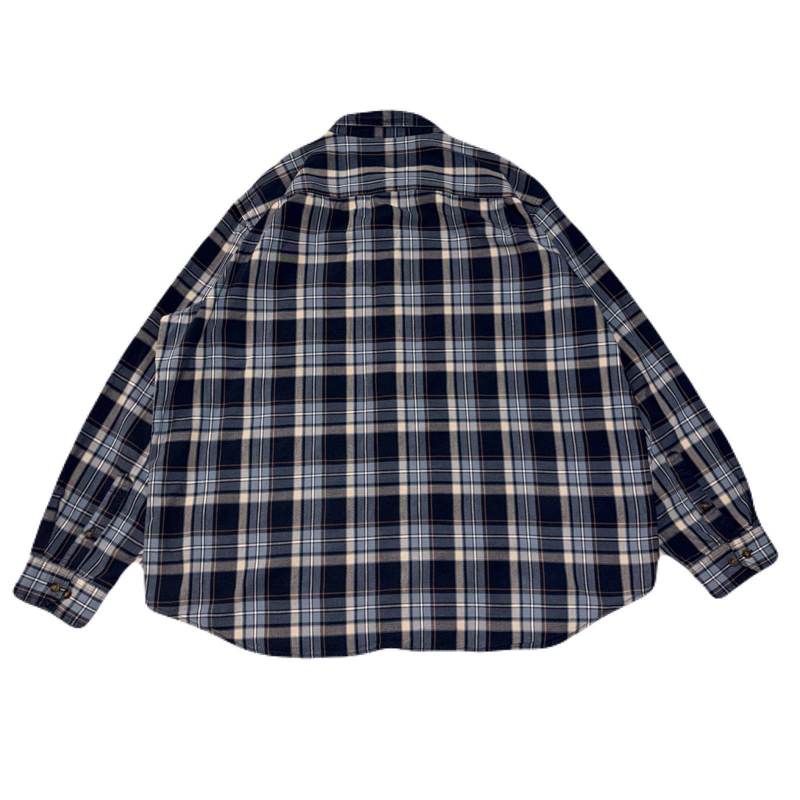 カーハート 革ロゴタグ 半袖 BDシャツ チェック柄 茶白 3XL 5169 06年製 Carhartt Check Cotton BD S/S Shirt 茶 2XL 00s