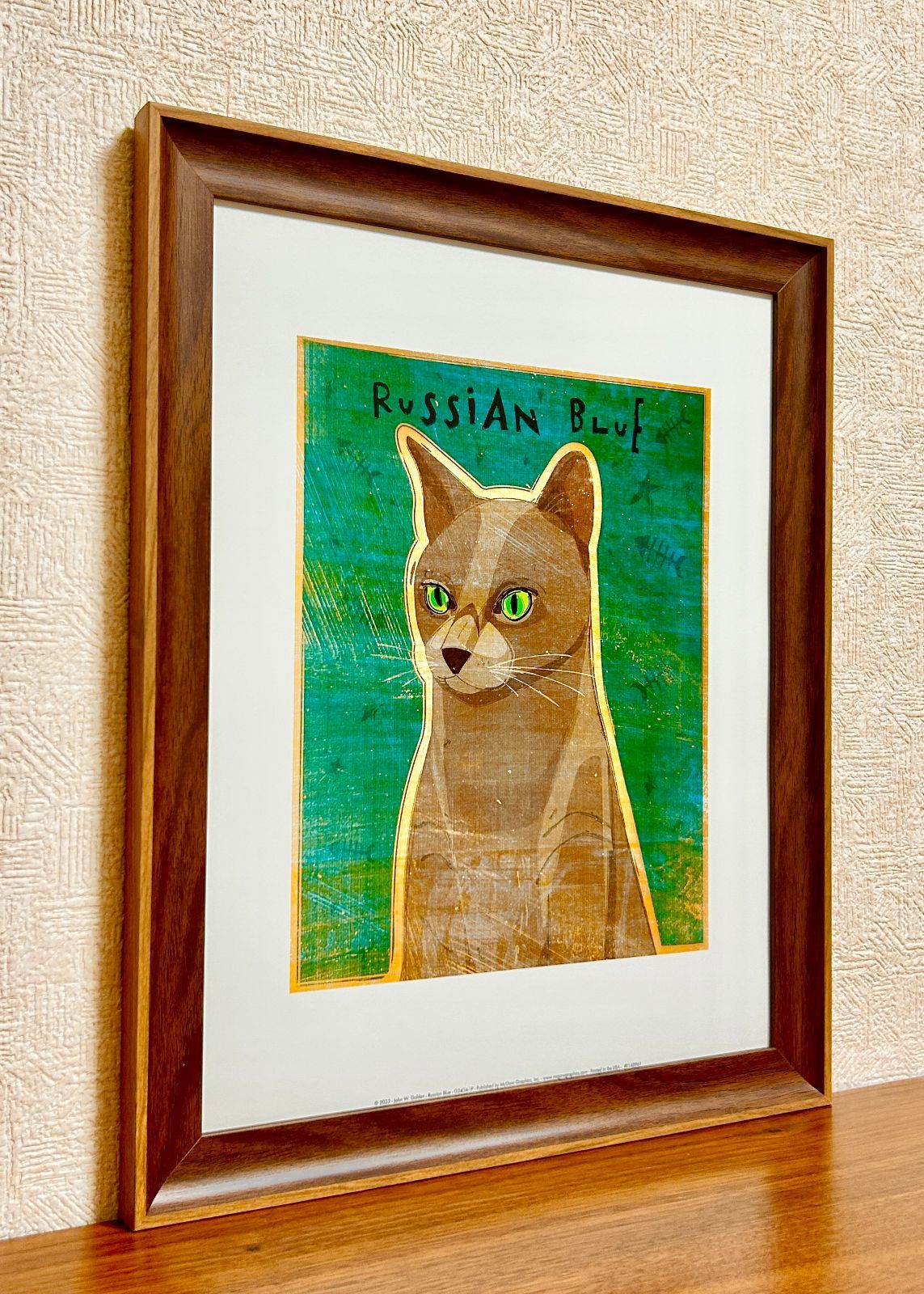 長谷川潾二郎 ポスター｜求龍堂 額縁付アートポスター猫の絵ロシアン