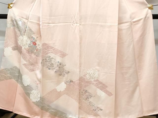 平和屋着物□訪問着 雪輪松皮菱花文 暈し染め 金彩