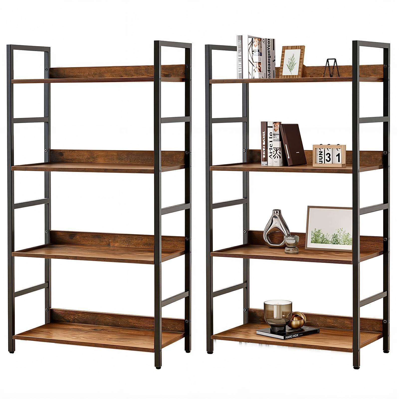 棚 本棚 おしゃれ ラック 収納ラック 木製ラック スチールラック オープンシェルフ 食器棚 レンジラック キッチンラック LeYoi レトロ 4段