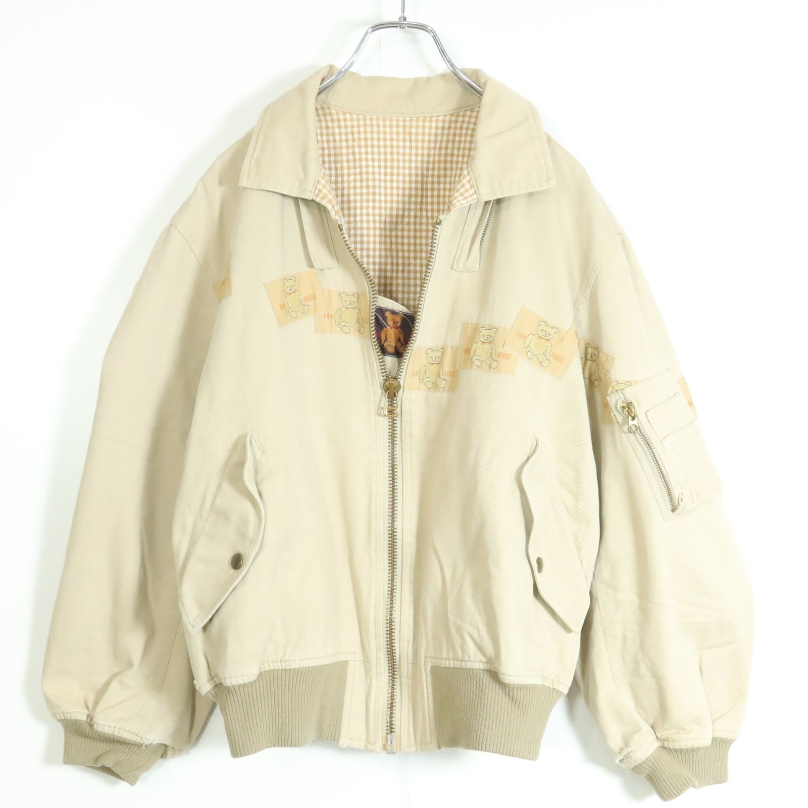 ピンクハウス★クマモチーフが可愛い♪　カジュアルおしゃれなスタジャン風アウター　ベージュ系　z11917