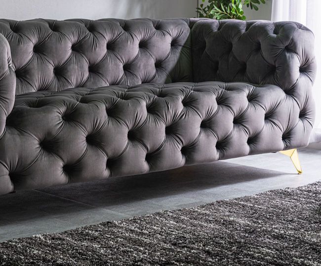 チェスターフィールドタイプ1人掛けソファ ベルベット 1Pソファ