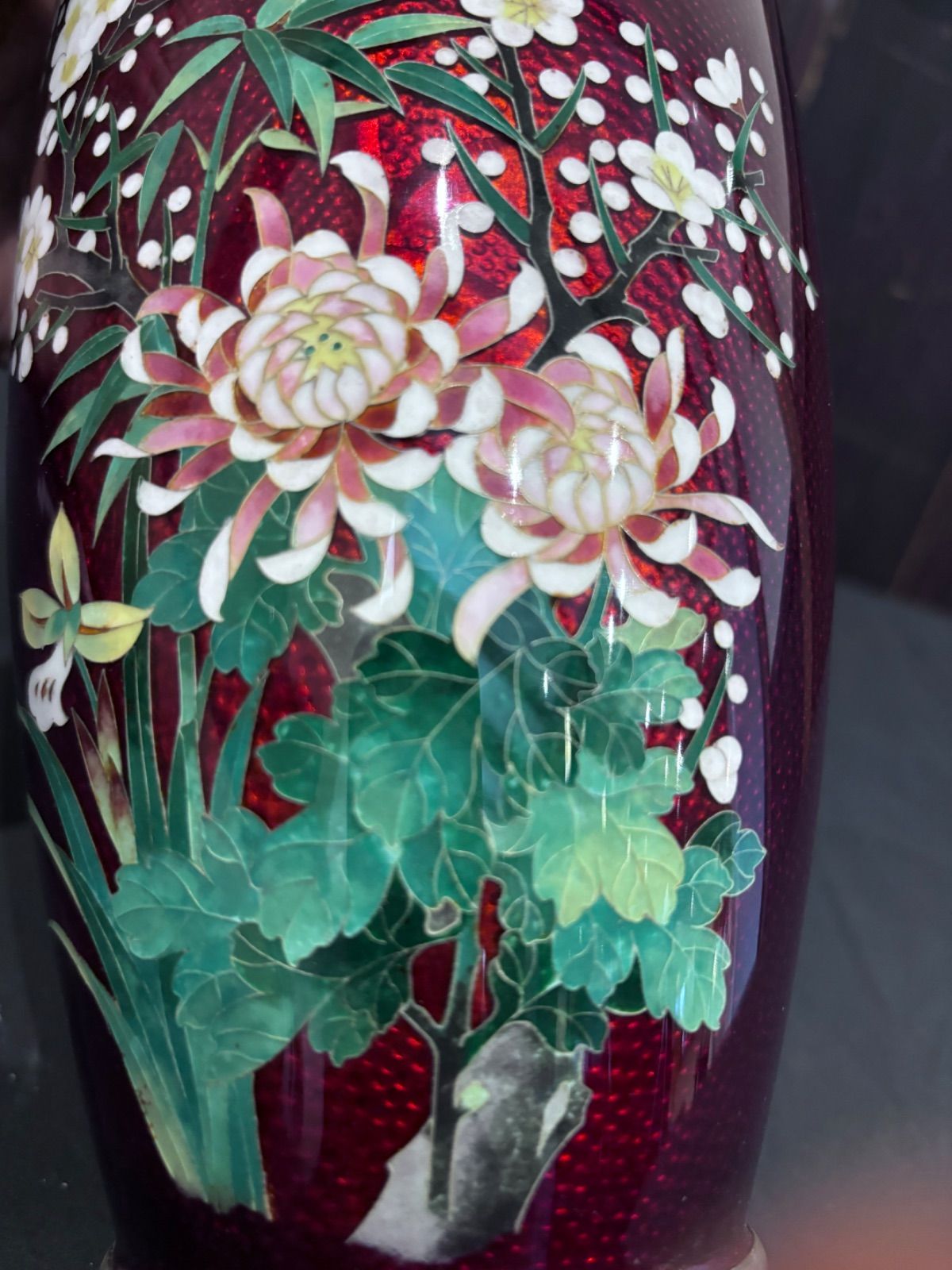 ♢安藤七宝 菊花文様 瓶 壺 花瓶 七宝焼 美術品 工芸品 コレクション