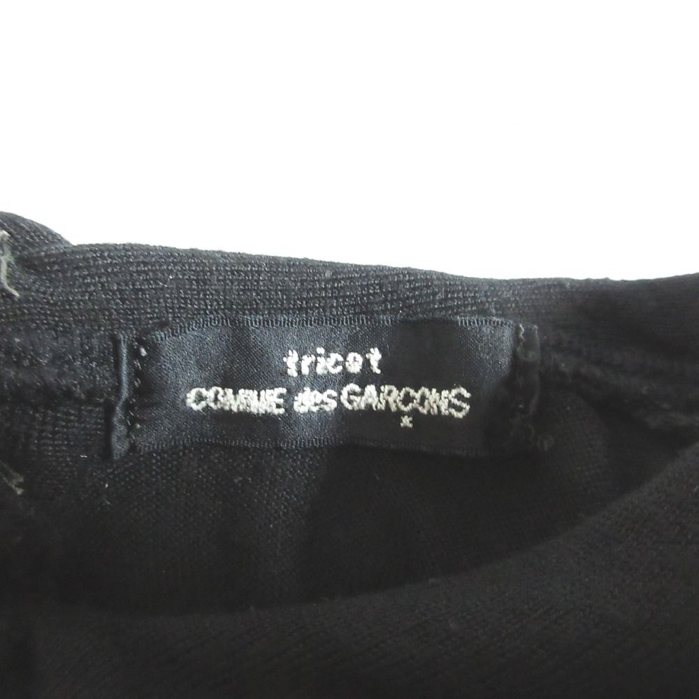 美品 tricot COMME des GARCONS トリココムデギャルソン 90s ヴィンテージ 半袖 襟付き プルオーバー ニット チュニック AD1995 ブラック レディース 古着 中古 USED 美品 tricot COMME des GARCONS トリココムデギャルソン 90s