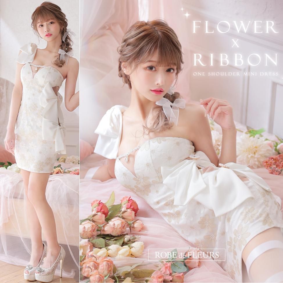 ROBE de FLEURS / ローブドフルール】フラワーレース×リボンワン 