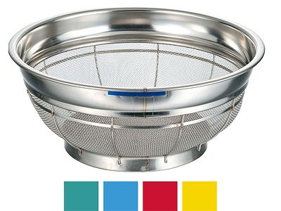 BK 18-8 浅型ザル グリーン 46cm カラーバー付 (004199-018)