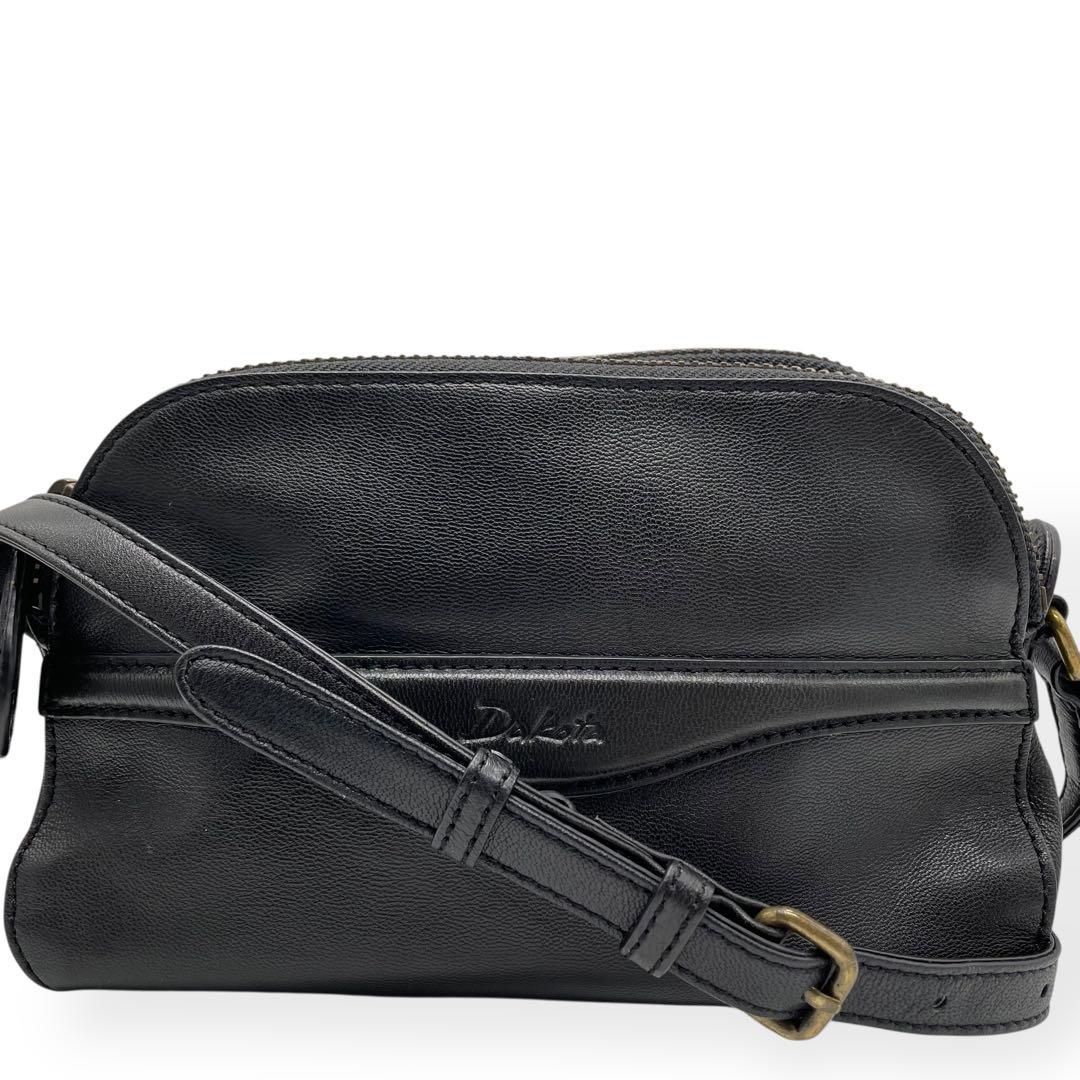 極美品 Dakota ダコタ ショルダーバッグ 3層式 レザー ブラック