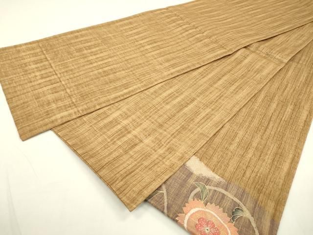 袋帯 作家物 昔風景 紬の織柄 正絹 AO-3043 平和屋着物▽中国三大刺繍 相良刺繍 太鼓柄袋帯 スリーシーズン