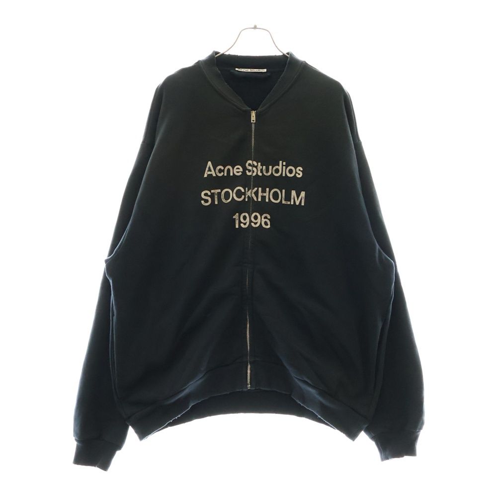 Acne Studios アクネ ストゥディオズ ロゴプリント ガーメントダイ加工 スウェットジップアップ ジャケット ブラック FN-UX-SWEA0052