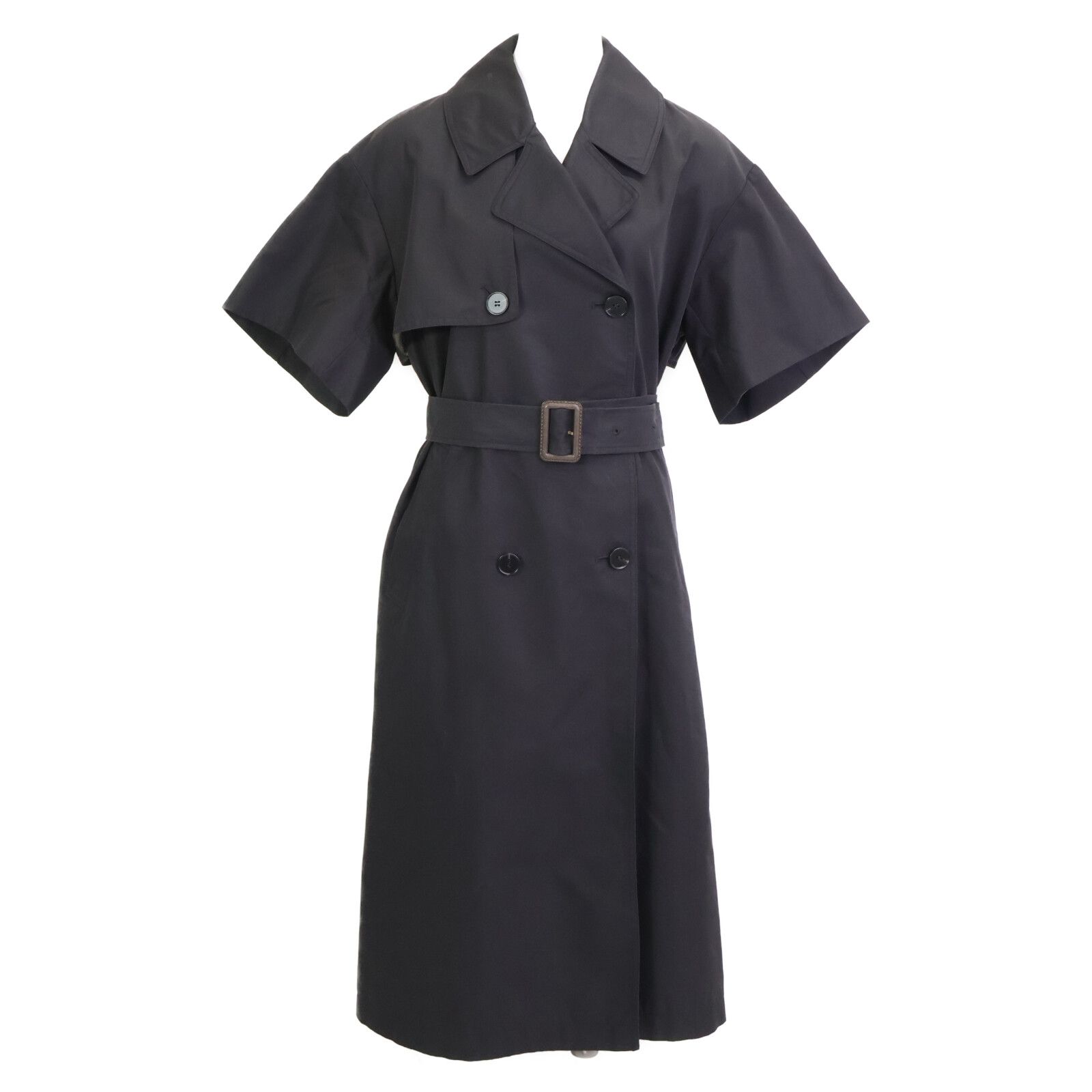 THOMAS MAGPIE トーマスマグパイ 2221202 ﾌﾞﾗｯｸ ｺｯﾄﾝ ﾊﾞｯｸﾌﾟﾘﾝﾄ ｼｮｰﾄｽﾘｰﾌﾞﾄﾚﾝﾁｺｰﾄ 38