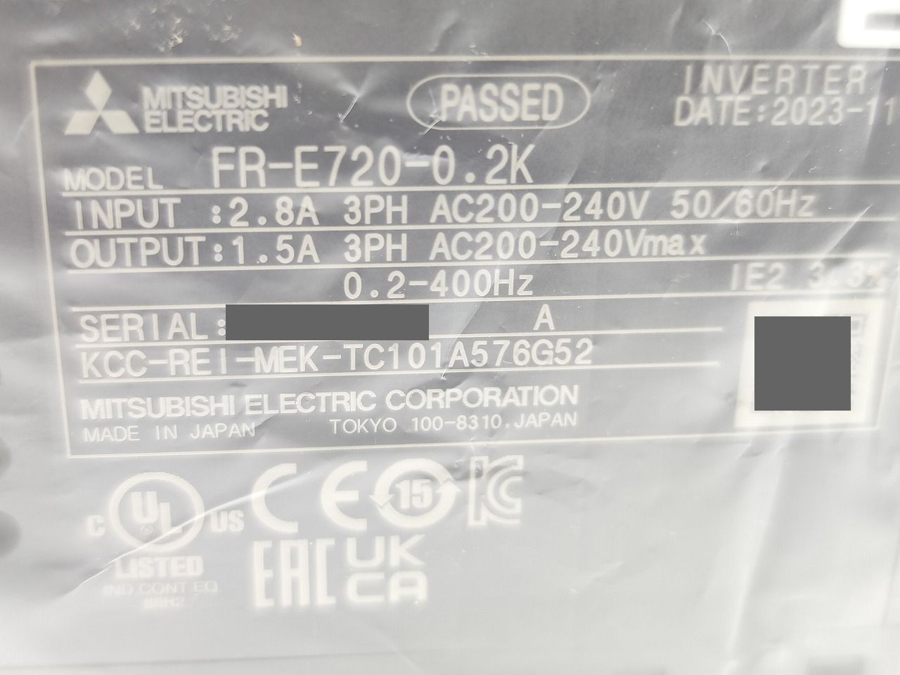 インボイス対応 製 三菱 MITSUBISHI FR-E720-0.2K その5