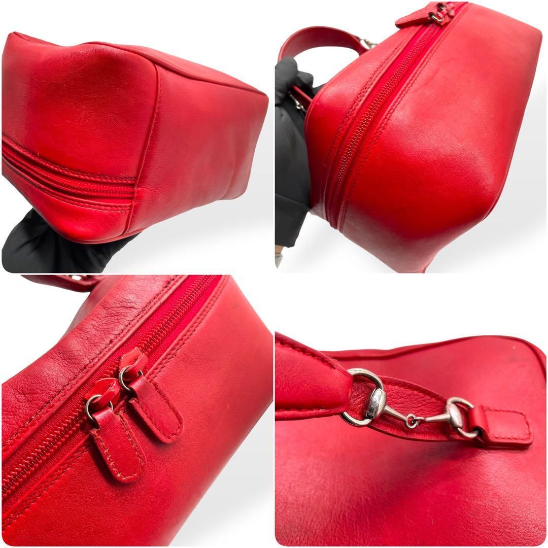 GUCCI グッチ ホースビット バニティバッグ スエード 赤 エナメル レッド グッチ ホースビット 1955 ソフト〕スモール ショルダーバッグ