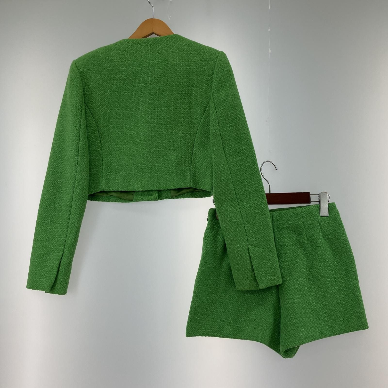 ZARA ザラ ツイード ノーカラージャケット ショートパンツセットアップ 