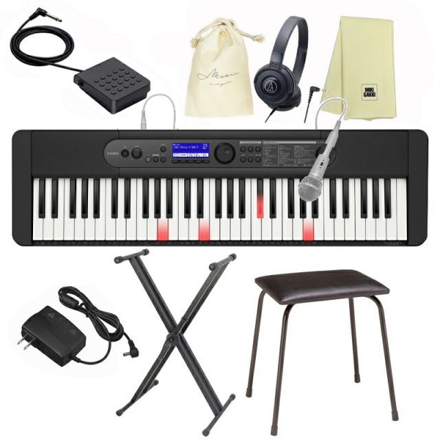 CASIO カシオ LK-540BK ブラック X型スタンド 椅子 CB5 ペダル SP3 ヘッドフォン ATH-S100BK クロス 巾着 セット | キーボード 61鍵盤
