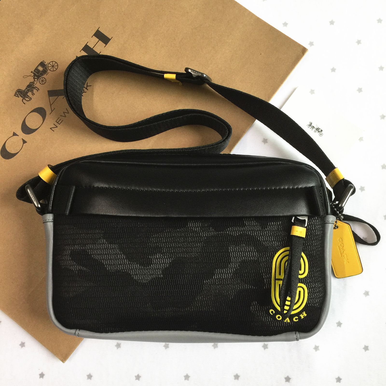 コーチバッグ 2381 グレー×ブラック ショルダーバッグ メンズ