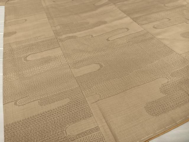 平和屋着物○結城紬 80亀甲 エ霞文 正絹 逸品 未使用 AAAZ0011zg