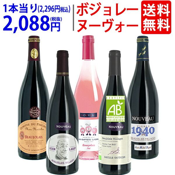 WD 送料無料 2025 ボジョレー ヌーヴォー 5本ワインセット (赤4本+ロゼ1